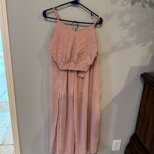 Elegant Pink Sleeveless 2 Piece Dress